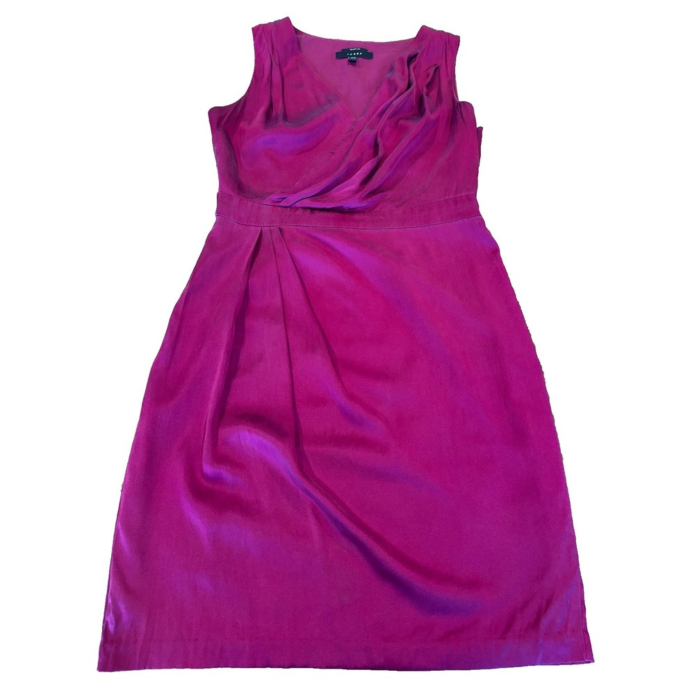 Josef bright pink 100% silk dress ruched womens' size medium party wedding guest - Picture 2 of 9